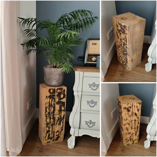 Houten blok - kleine zuil OUD GRENEN 30cm