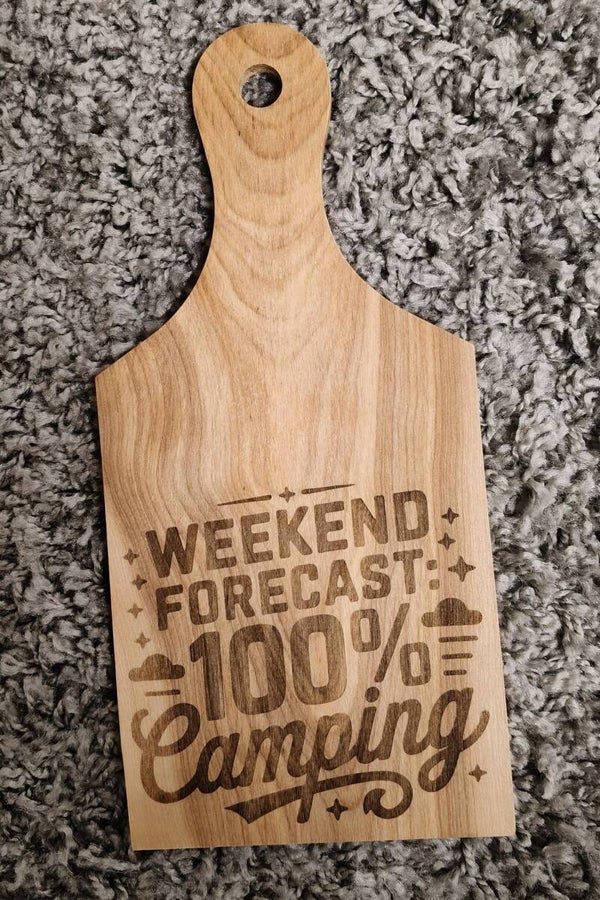 Borrelplankje 30x14cm WEEKEND FORECAST: 100% CAMPING