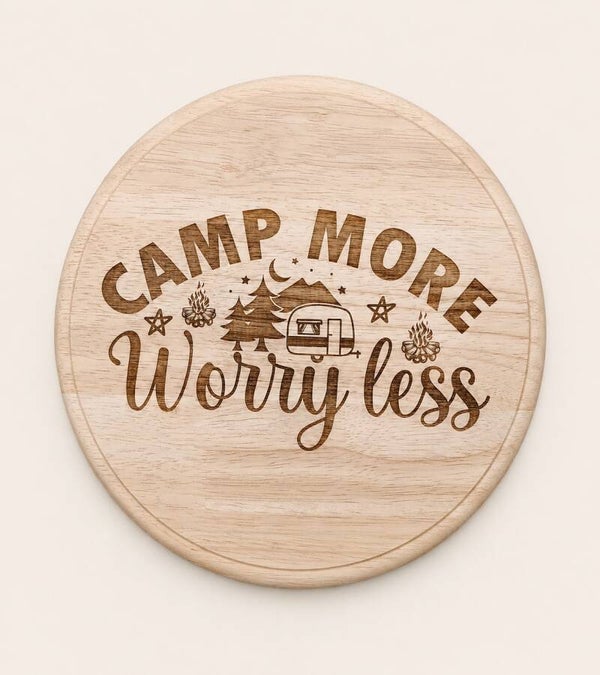 Borrelplank rond 23cm CAMP MORE WORRY LESS