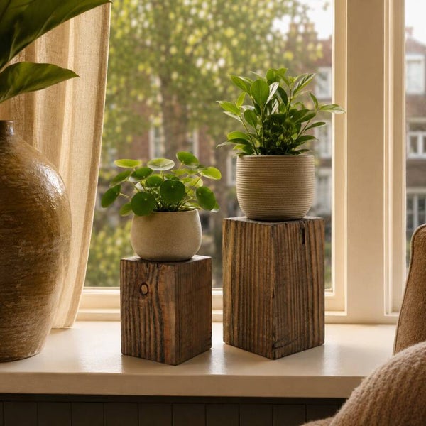 Houten blokken - set mini zuiltjes Douglas H20 + H15cm #D17S