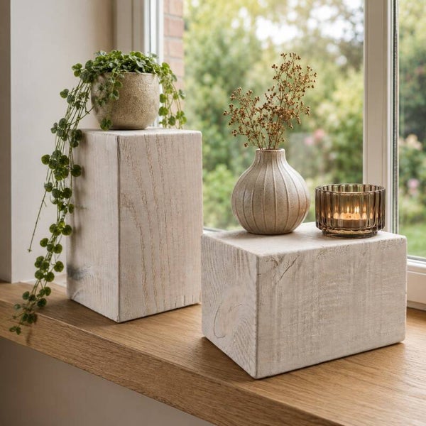 Houten blokken - set mini zuiltjes Douglas H20 + H11,5cm #D19S