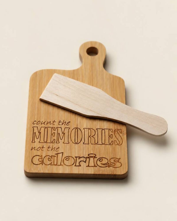 Gourmetplankje + houten spatel - COUNT MEMORIES NOT CALORIES #GP5