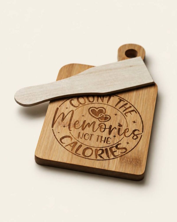 Gourmetplankje + houten spatel - COUNT MEMORIES NOT CALORIES #GP6