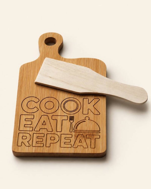 Gourmetplankje + houten spatel - COOK EAT REPEAT #GP7