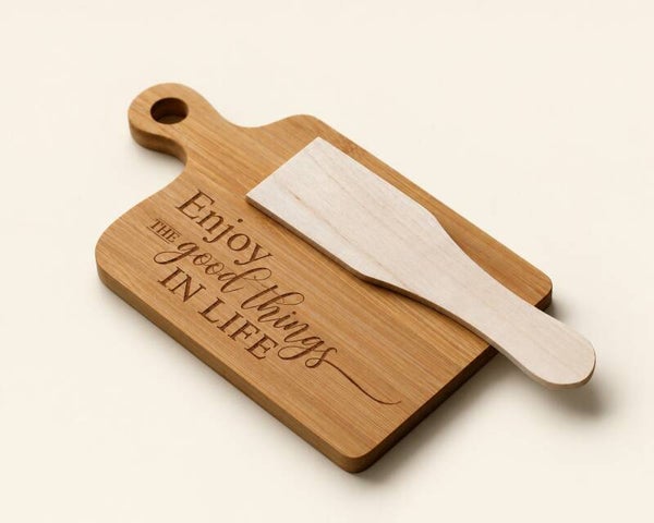 Gourmetplankje + houten spatel - ENJOY THE GOOD THINGS IN LIFE #GP2