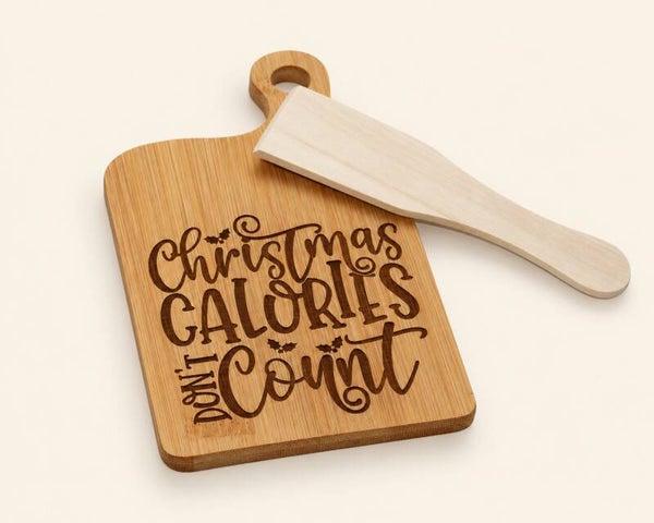 Gourmetplankje + houten spatel - CHRISTMAS CALORIES DON'T COUNT #GP1