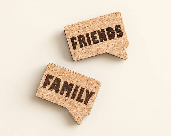 Magneten kurk tekstballon - FAMILY & FRIENDS