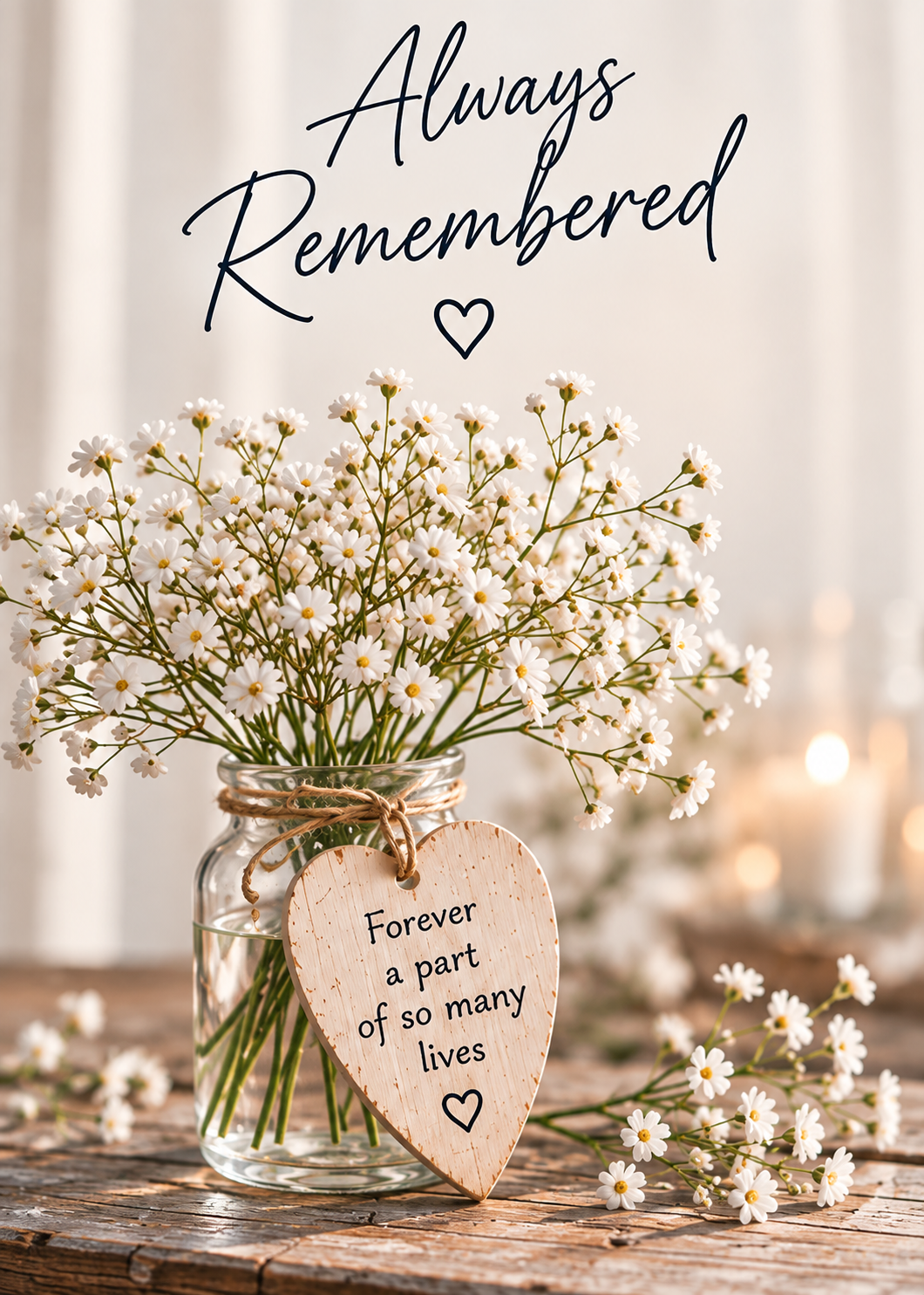 Always Remembered Sympathy Card – White Flowers