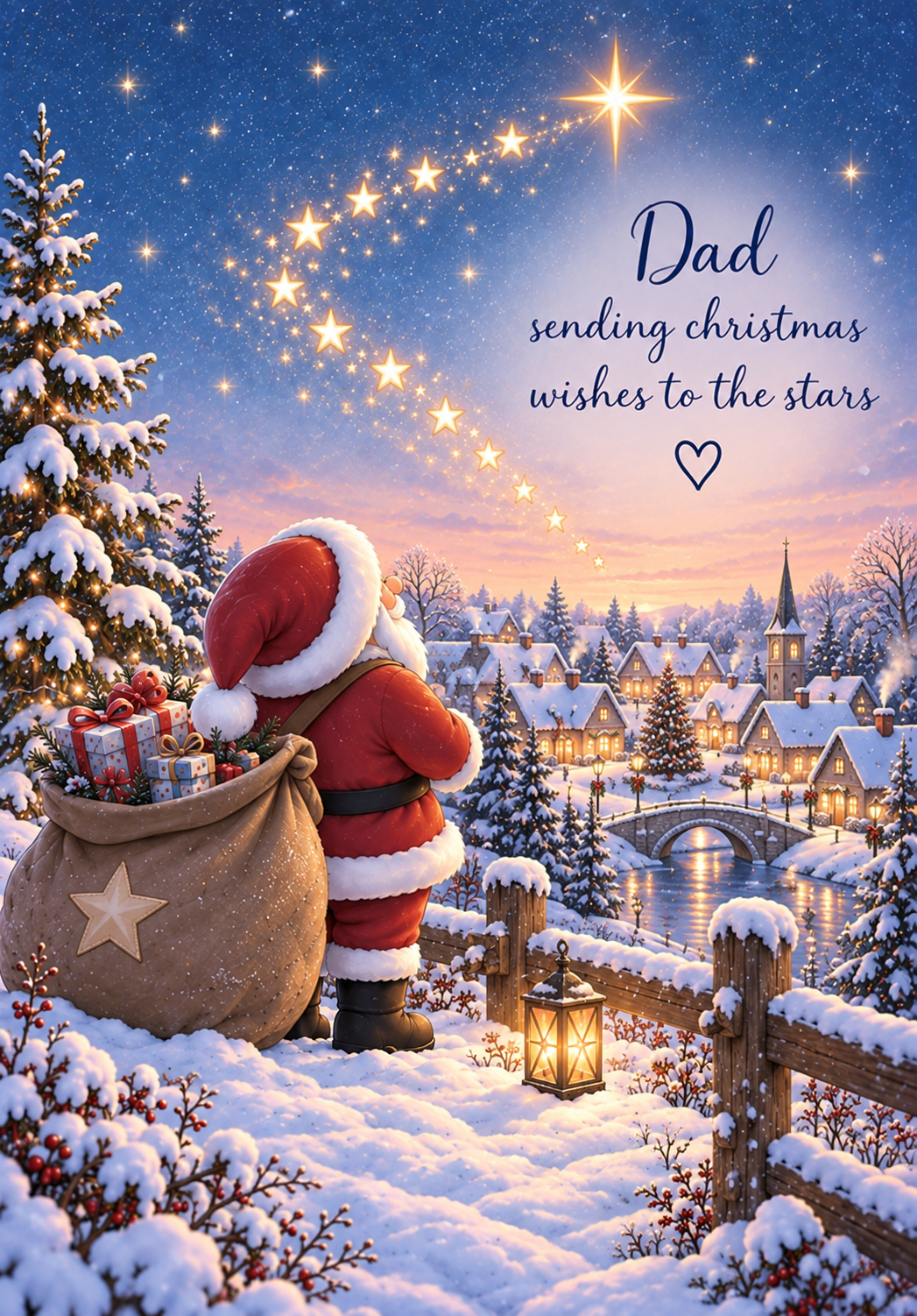 Christmas Card From Dad to a Child in Heaven – Santa and Shooting Star