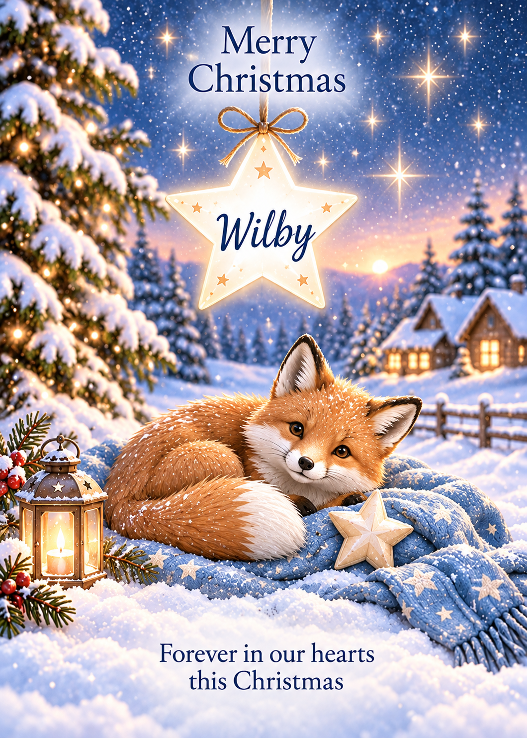 Personalised Christmas Card – Fox in Snow
