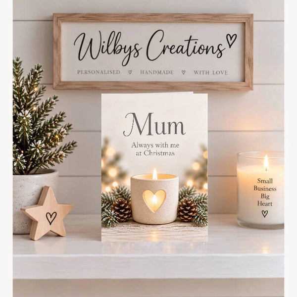 Christmas Card for Mum in Heaven – Heart Candle