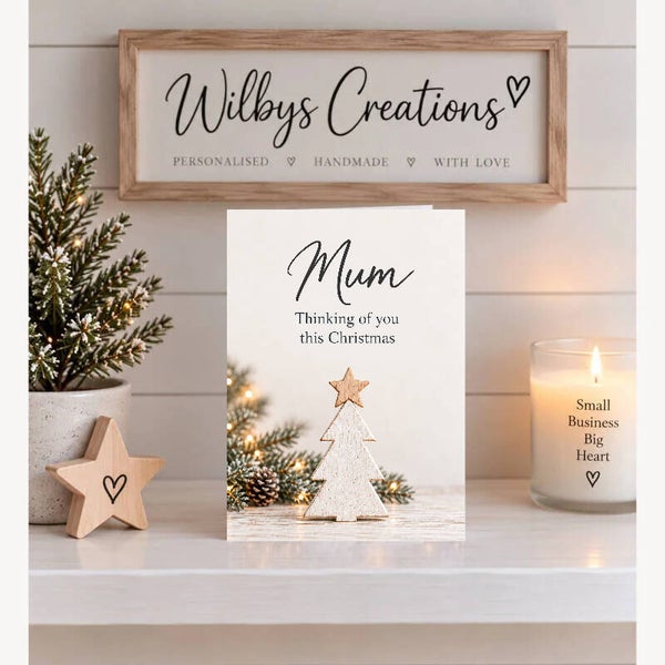 Christmas Card for Mum in Heaven – Wooden Christmas Tree
