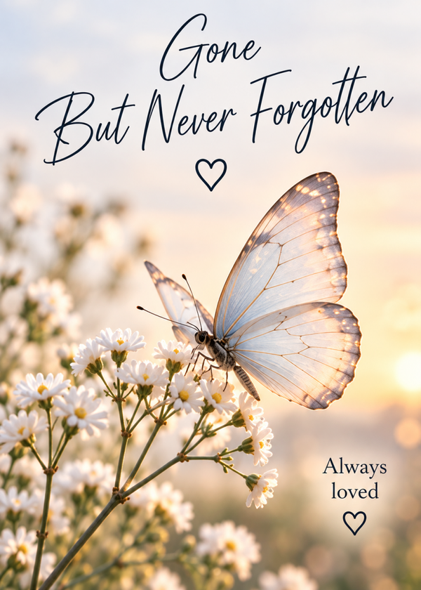 Gone but Never Forgotten Sympathy Card – Butterfly