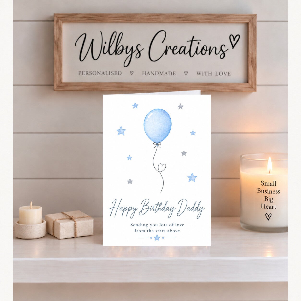 Happy Birthday Daddy Card – Blue Balloon from the Stars