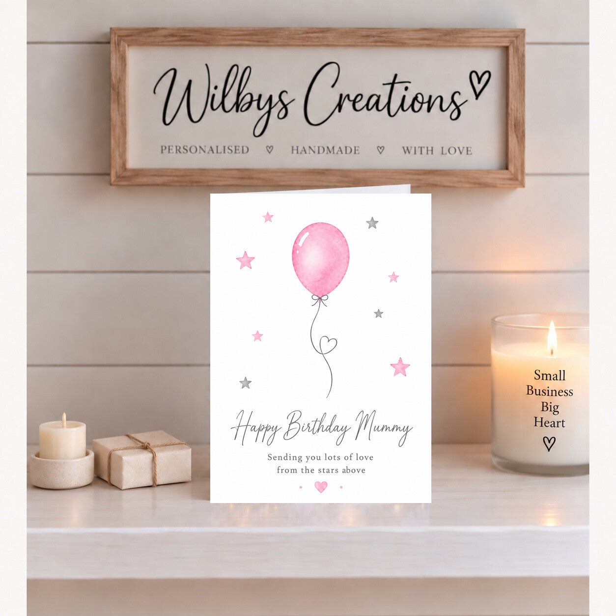 Birthday Card for Mummy from Heaven – Pink Balloon