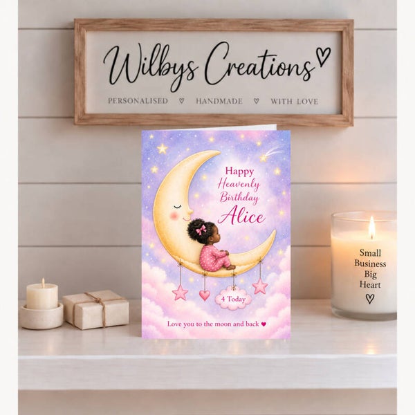Personalised Heavenly Birthday Card for Daughter – Moon and Stars