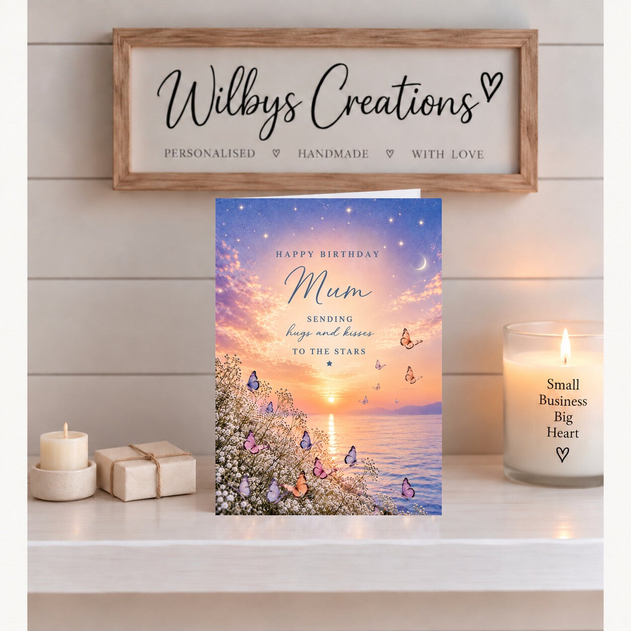 Birthday Card for Mum – Hugs and Kisses to the Stars