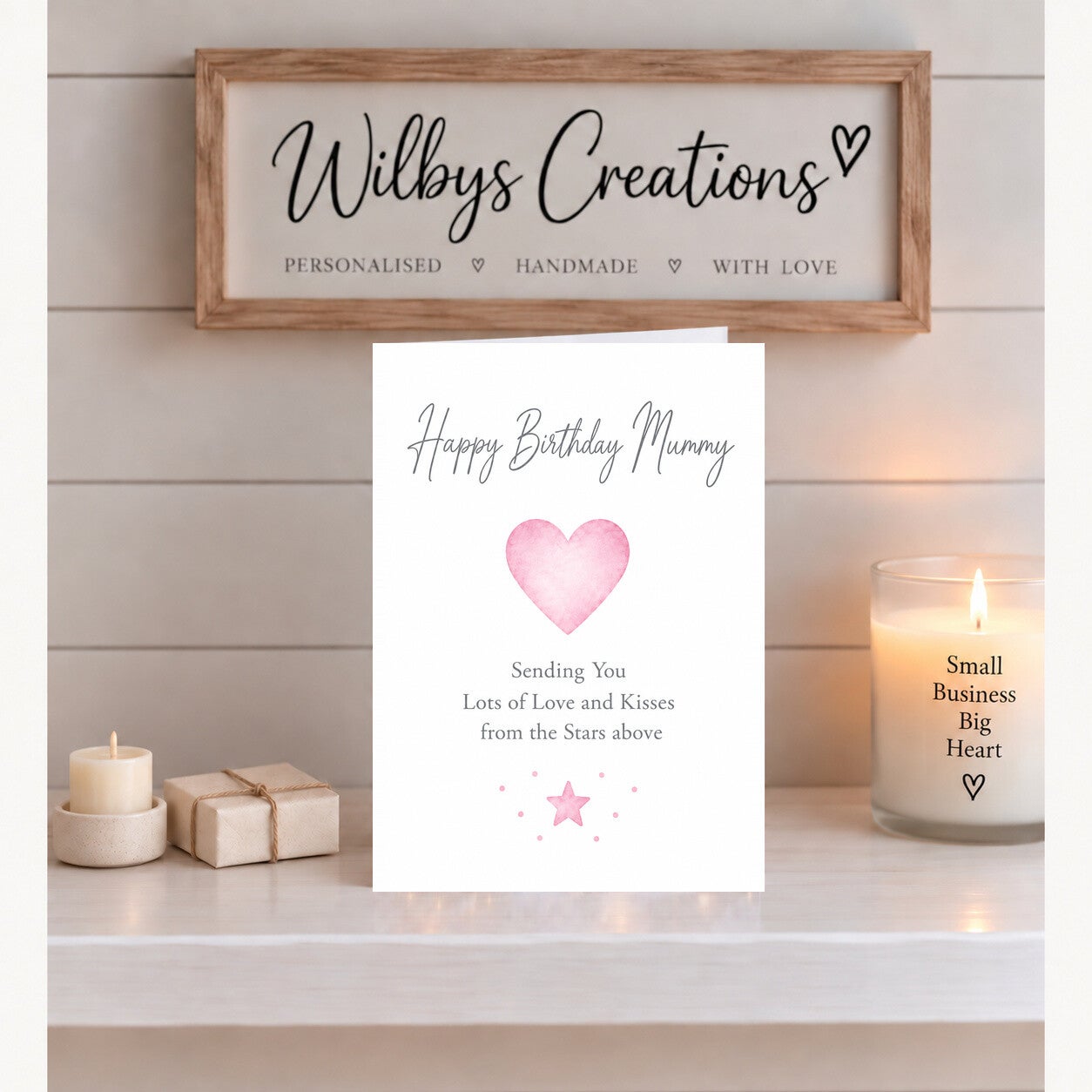Birthday Card for Mummy – Pink Heart and Star