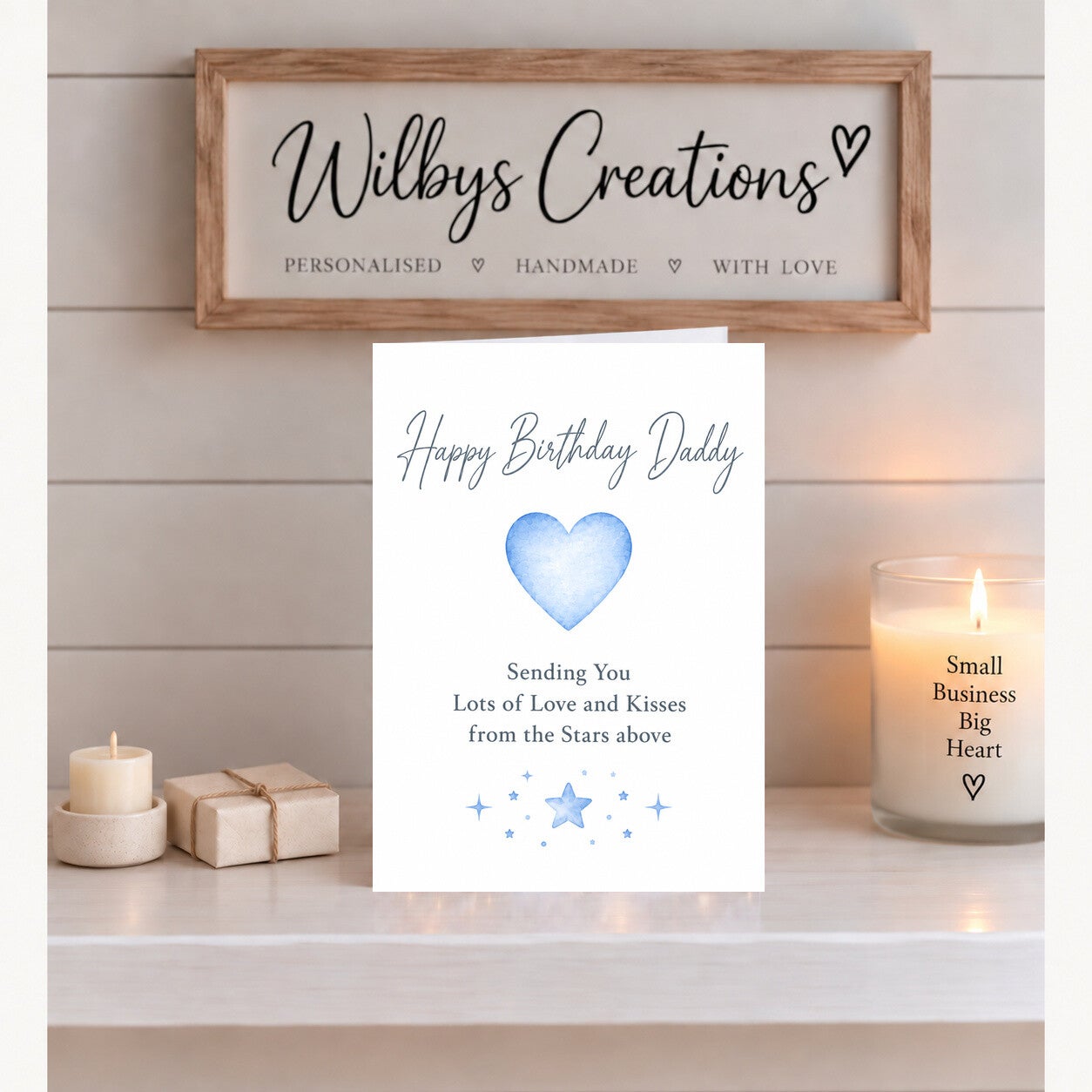 Birthday Card for Daddy from a Child in Heaven – Blue Heart