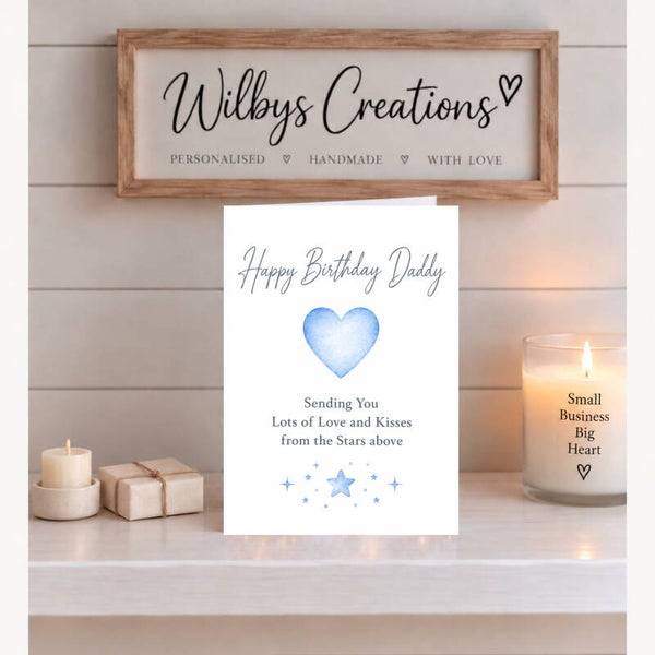 Birthday Card for Daddy from a Child in Heaven – Blue Heart