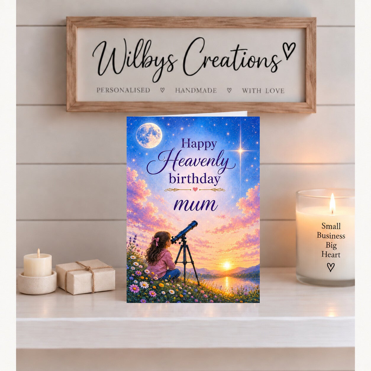 Heavenly Birthday Card for Mum – Daughter Looking to the Stars