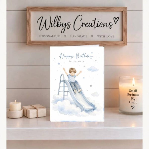 Birthday Card for Son – Slide in the Stars