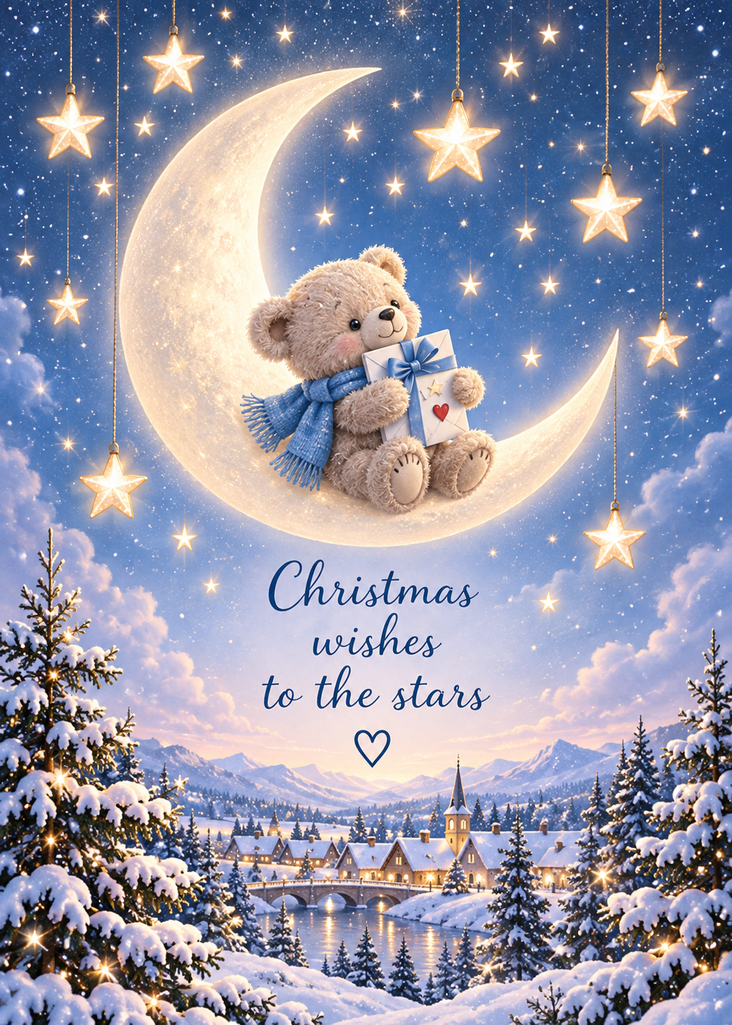 Christmas Card for a Child in Heaven – Teddy on the Moon