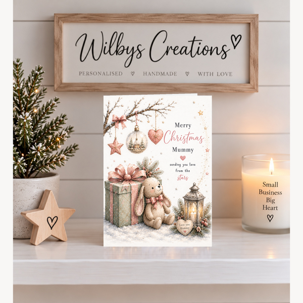 Merry Christmas Mummy – Bunny, Present & Lantern Remembrance Card