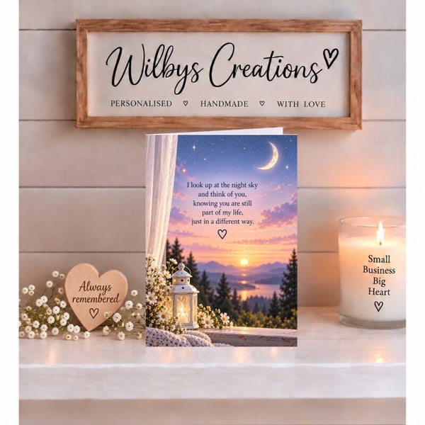 Remembrance Card – Night Sky and Lantern