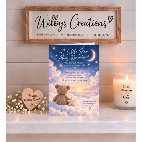 Loss of a Child Sympathy Card – Little Star and Teddy
