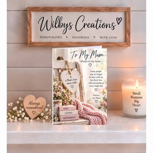 Remembrance Card for Mum – Always in My Heart – Keepsake Heart