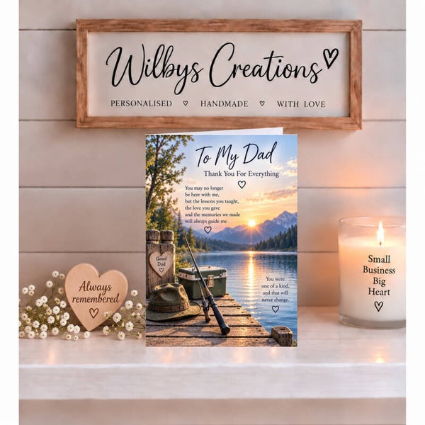 Remembrance Card for Dad – Thank You for Everything – Fishing Lake