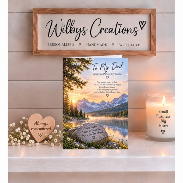 Remembrance Card for Dad – Always a Part of My Story – Mountain Lake