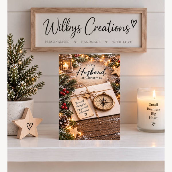 Christmas Card for Husband in Heaven – Compass and Envelope