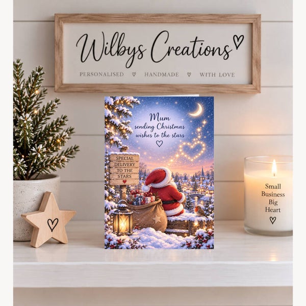 Christmas Card for Mum in Heaven – Santa and Christmas Post to the Stars