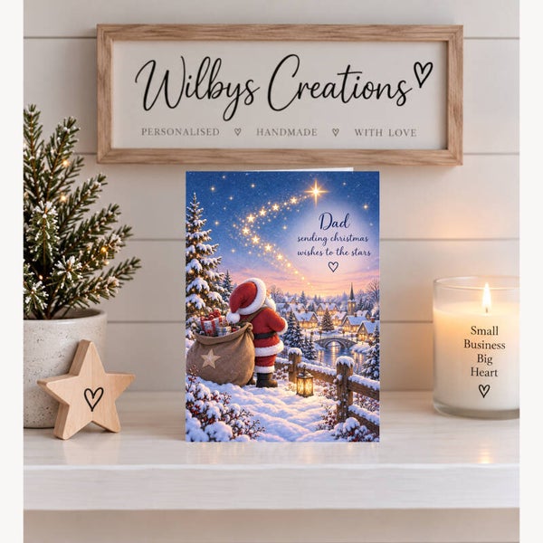 Christmas Card for Dad in Heaven – Santa and Shooting Star