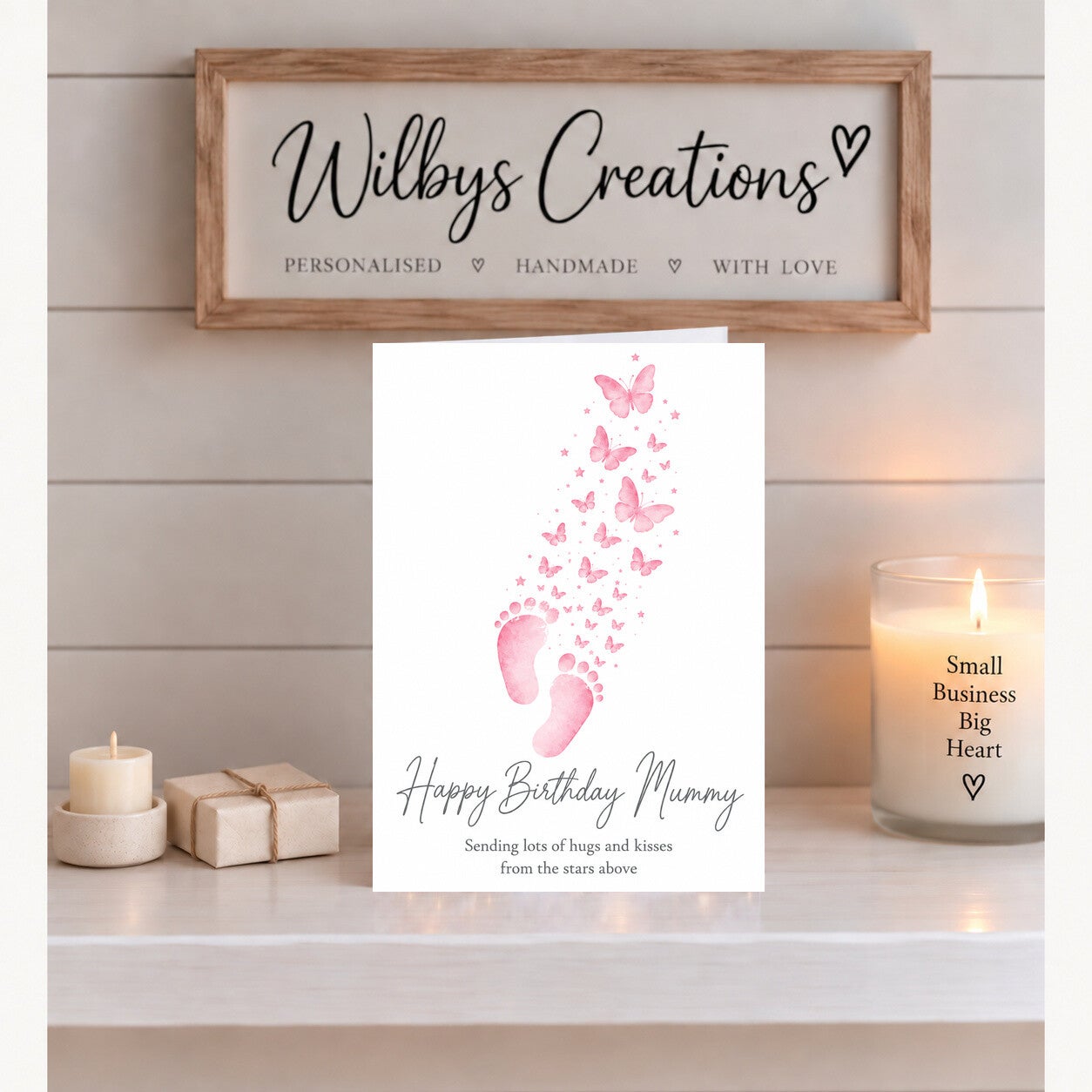Birthday Card for Mummy from Heaven – Pink Footprints