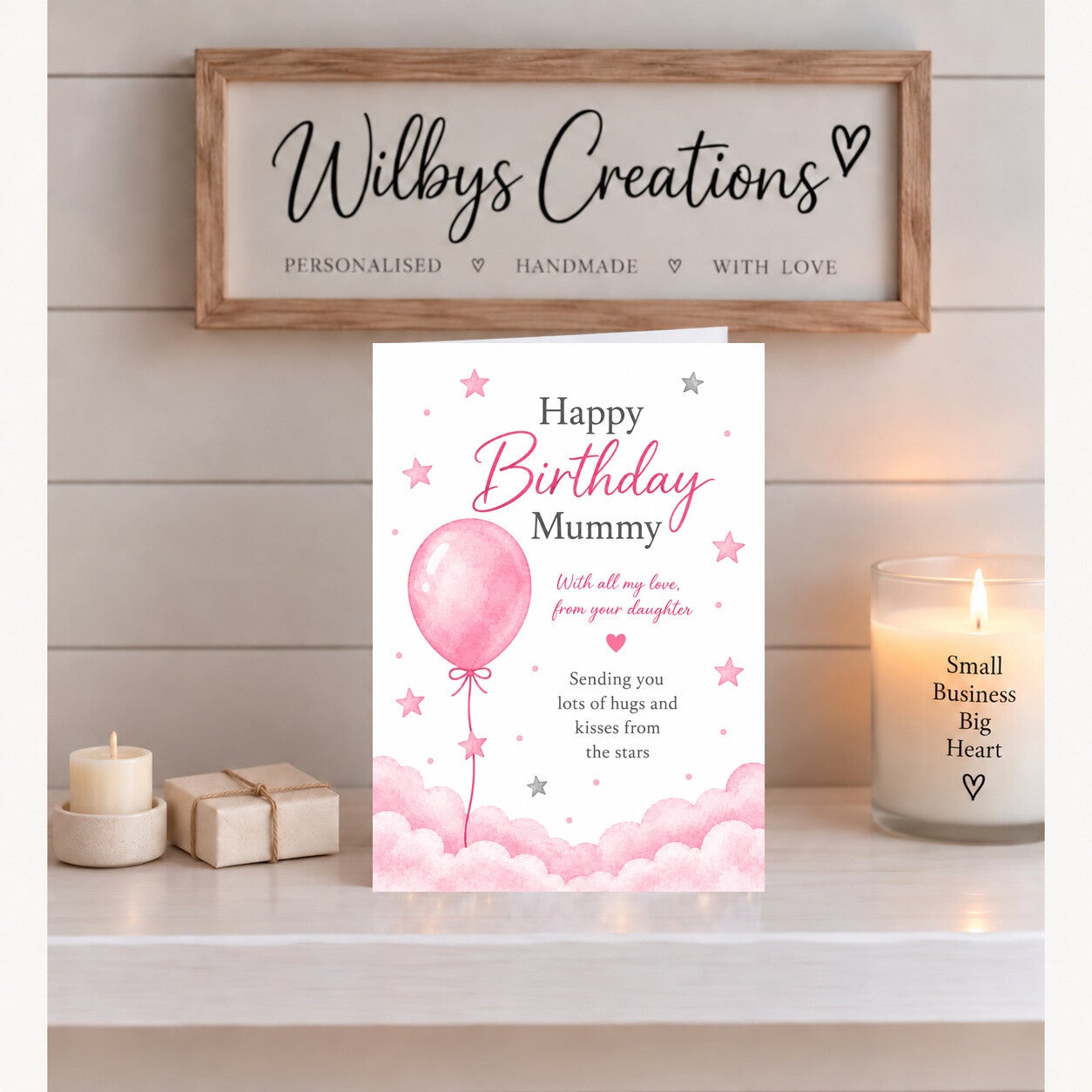 Birthday Card for Mummy from Daughter in Heaven – Pink Balloon