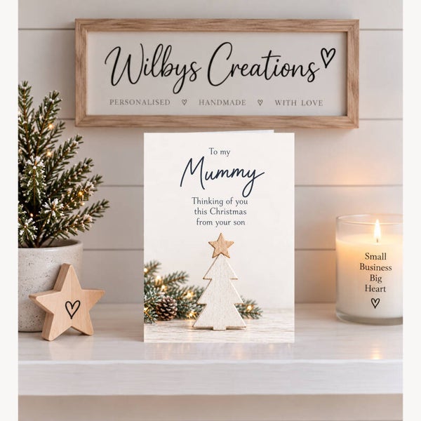 Christmas Card From Son to Mummy in Heaven – Wooden Christmas Tree