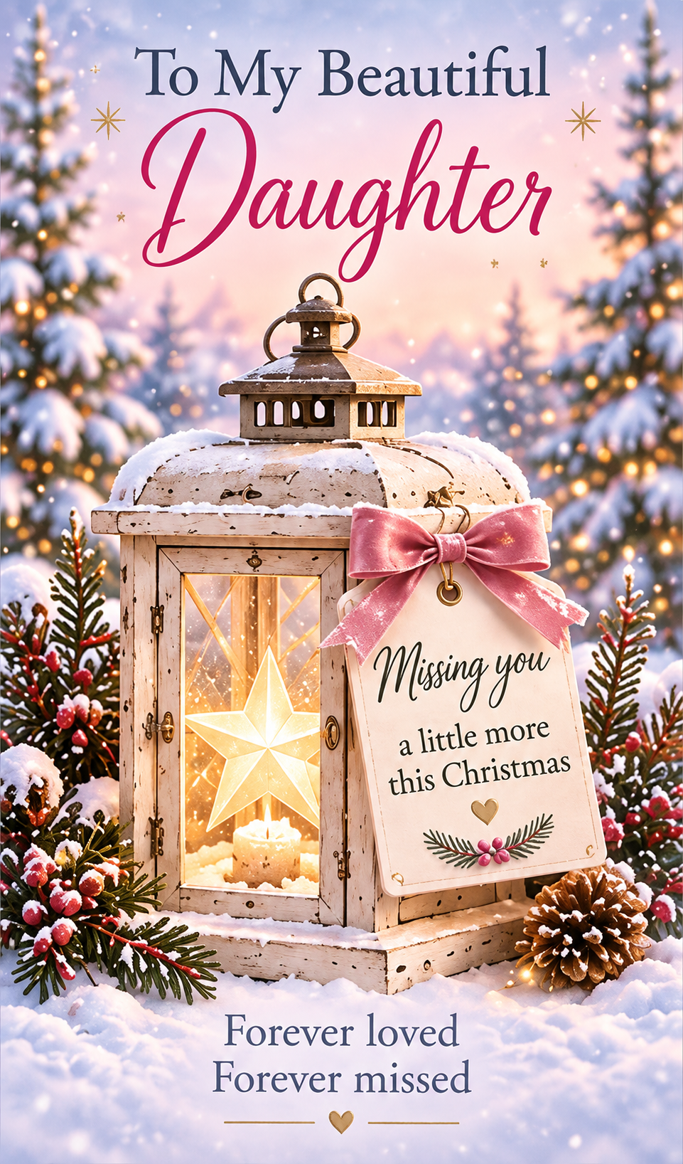 Christmas Card for Daughter in Heaven – Lantern in the Snow