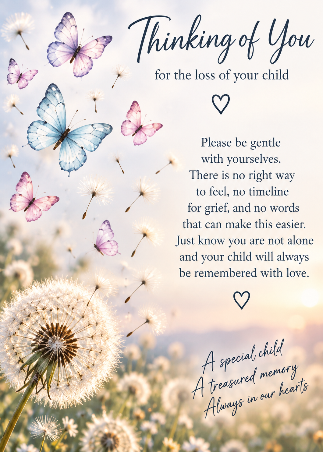 Thinking of You Card for Loss of a Child