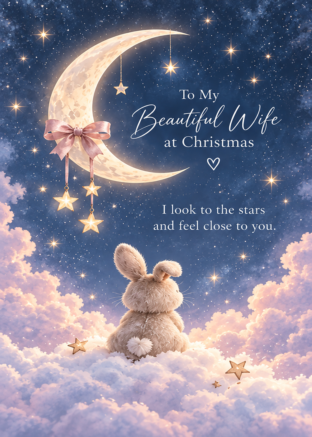 Christmas Card for Wife in Heaven – Bunny on the Moon