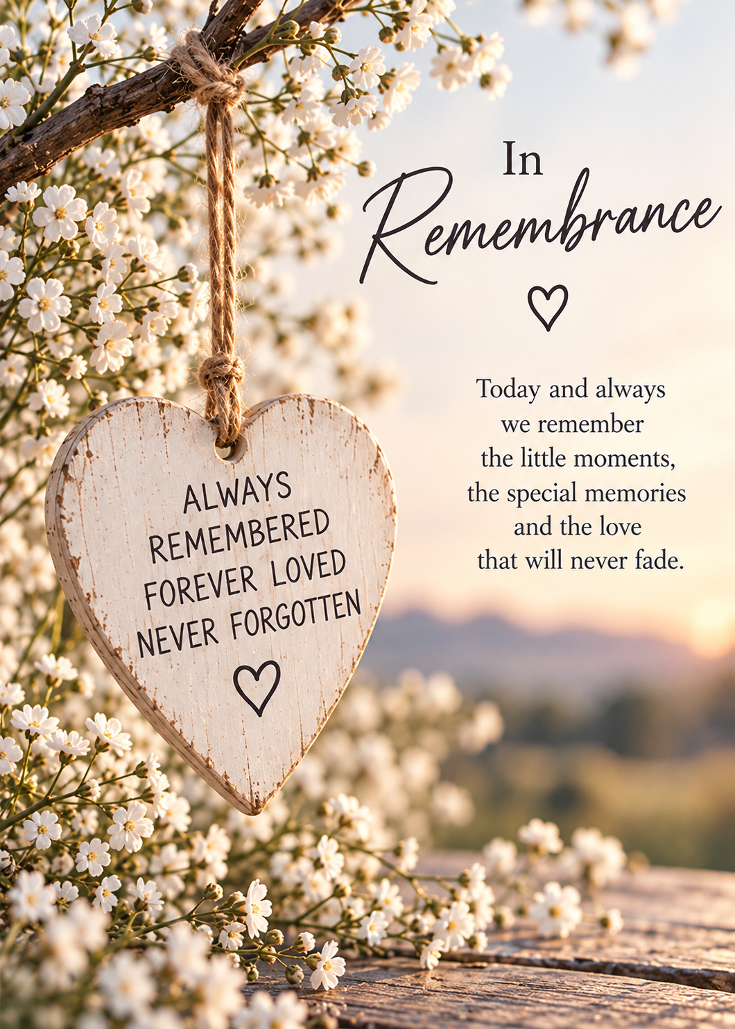 In Remembrance Sympathy Card – Blossom Heart