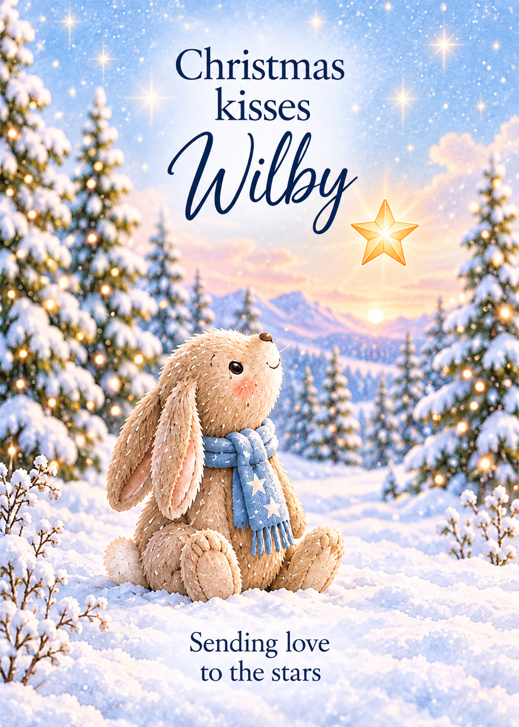 Personalised Christmas Card – Bunny and Star