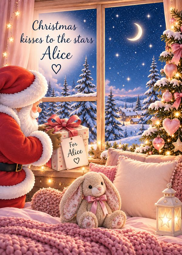 Personalised Daughter Christmas Card – Moonlit Window