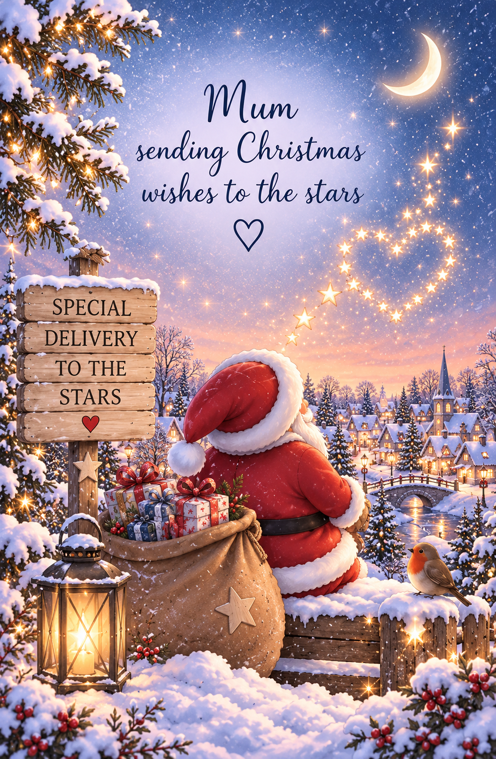 Christmas Card for Mummy in Heaven – Santa and Christmas Post to the Stars