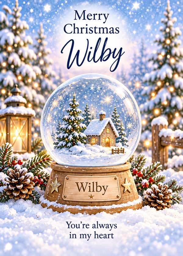 Personalised Christmas Card – Village Snow Globe