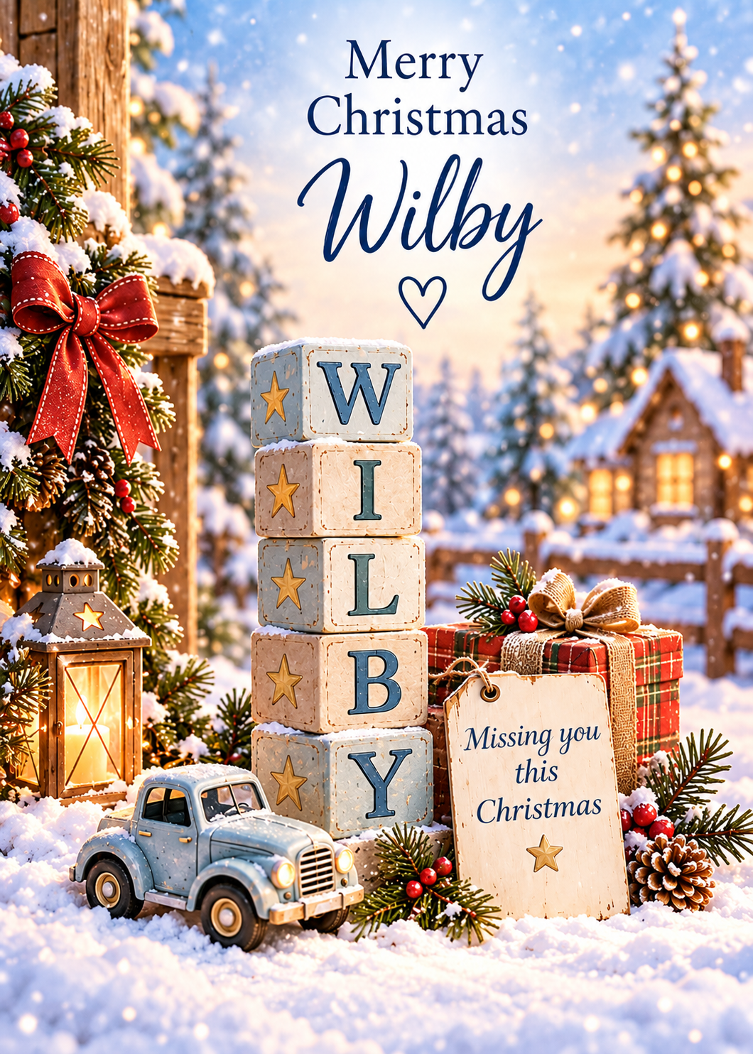 Personalised Christmas Card – Toy Blocks and Truck