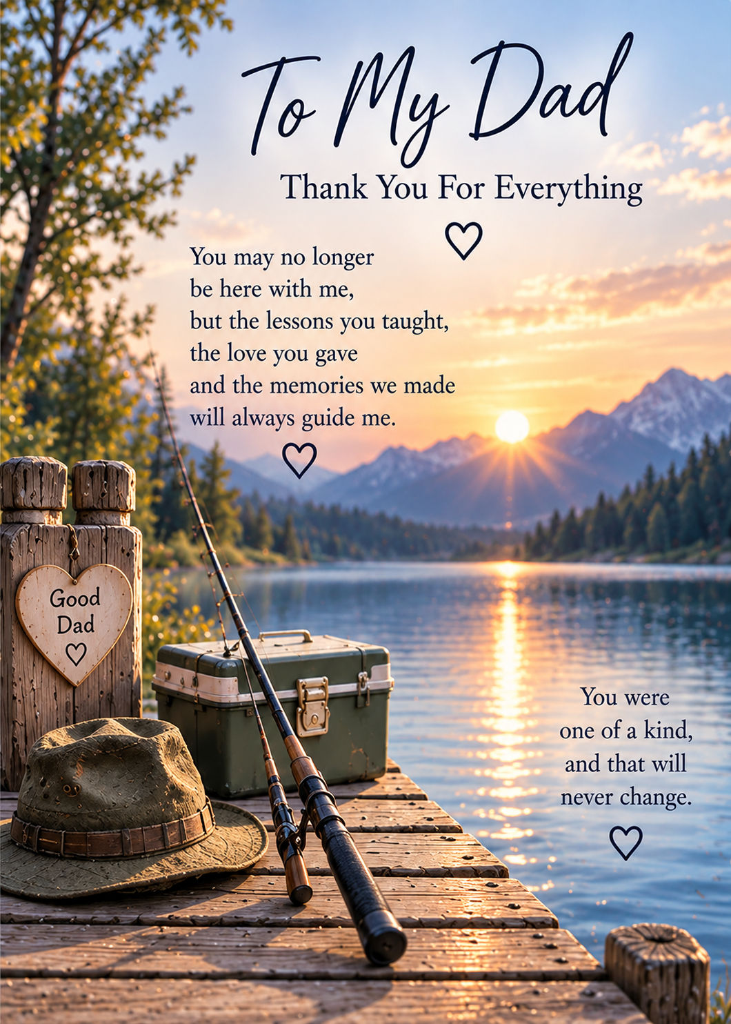 Sympathy Card for Dad – Mountain Lake Tribute