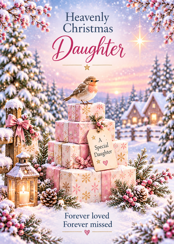 Christmas Card for Daughter in Heaven – Christmas Gifts and Robin